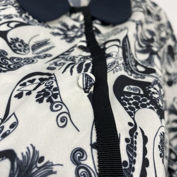 Modcloth Black Floral Chiffon Button up Top Size 1X  Long Sleeves - Picture 9 of 10